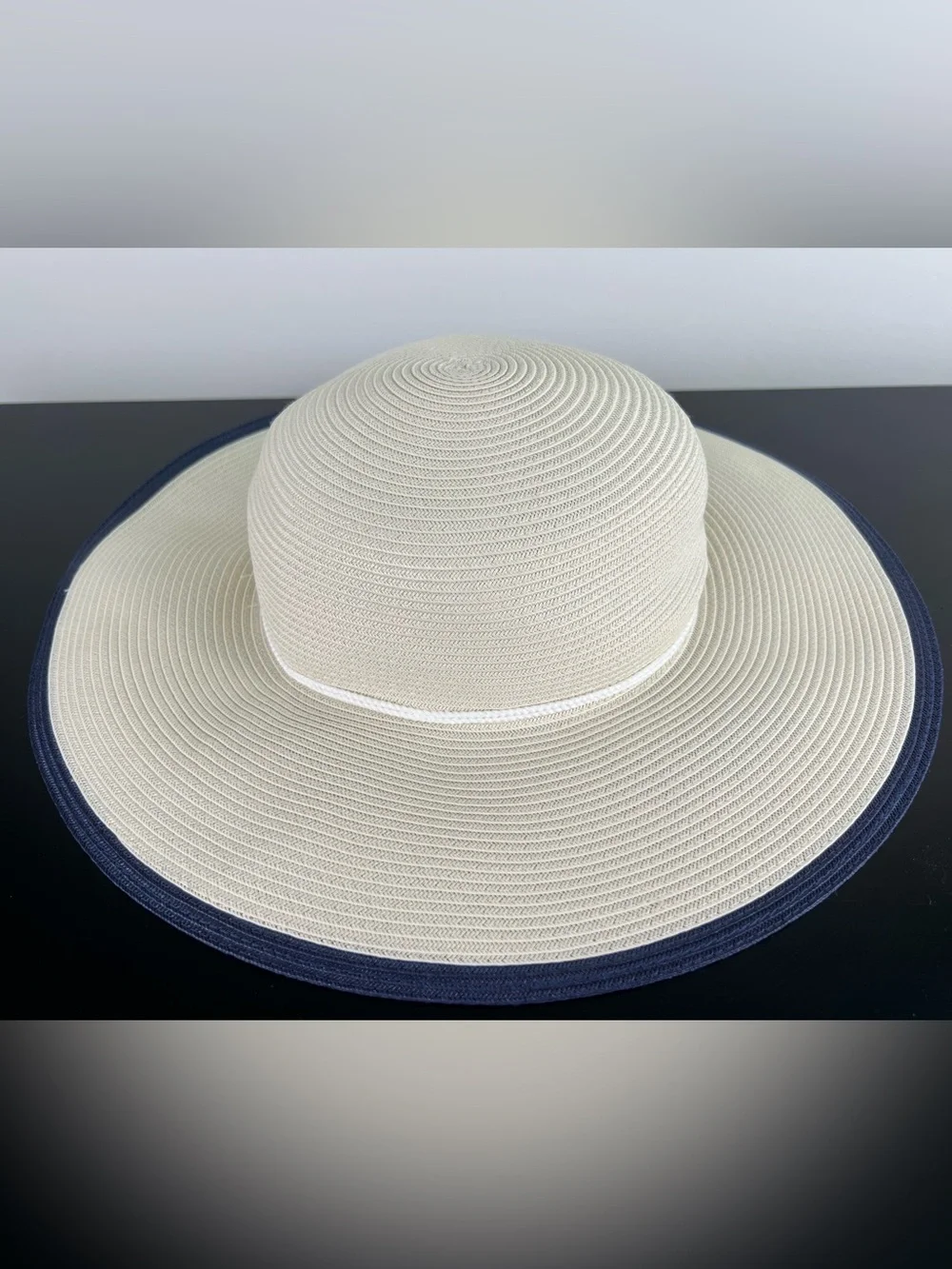 Chloé Girls Ivory & Navy Straw Sun Hat